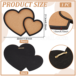 木製の壁掛けジュエリーディスプレイコルクトレイ  ハート  ブラック  21.3x30cm&nbsp;AJEW-WH0348-466D