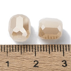 Ab色のメッキガラスビーズ  ファセットバレル  リネン  8.5x7.5mm  穴：1.4mm&nbsp;GLAA-F108-12B-06
