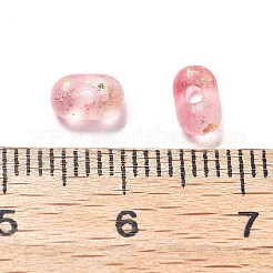 グラデーションカラーの透明なフロストアクリルビーズ  金色の箔付き  ピーナッツ  ピンク  3x6x4mm  穴：1.5mm  約：250個/ 10 G&nbsp;X1-OACR-M023-06G