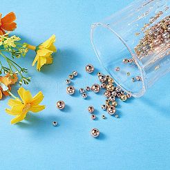 真鍮ビーズ  長持ちメッキ  ラウンド  ゴールドカラー  4x3.5mm  穴：1.6mm  200個/セット&nbsp;KK-SZ0001-11G-4mm