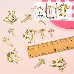 15個 3スタイル 真鍮&合金ペンダント  ラインストーン付き  蝶結び  ゴールドカラー  19~33.5x13~31x2~3mm  穴：0.9~2mm  5個/スタイル&nbsp;FIND-SZ0003-95