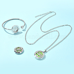 1Pc Stainless Steel Open Cuff Bangles & 1Pc Stainless Steel Pendant Neclace&nbsp;AJEW-SC0004-06A