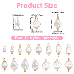75Pcs 15 Style ABS Imitation Pearl Acrylic Connector Charms&nbsp;PALLOY-BM00003