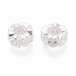 スターリングシルバーの透明キュービックジルコニアスペーサービーズ925個  ハート  銀  7x3.5mm  穴：3.8mm&nbsp;STER-N016-118S