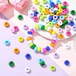100個10色不透明アクリルヨーロピアンビーズ  ロンデル  ミックスカラー  14x8mm  穴：5.5mm  10個/カラー&nbsp;SACR-FS0001-51