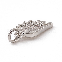 Brass Micro Pave Clear Cubic Zirconia Wing Charms&nbsp;ZIRC-F132-60P