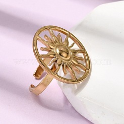 サンホロー 304 ステンレススチール オープンカフリング（女性用）  ゴールドカラー  usサイズ7 1/2(17.7mm)&nbsp;RJEW-A091-18G