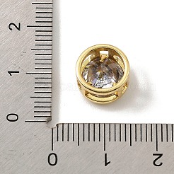 真鍮製マイクロパヴェキュービックジルコニア連バー  アルファベット付きフラットラウンド  18KGP本金メッキ  文字k  10x6.5mm  穴：5x3mm&nbsp;KK-C111-01G-K