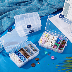 プラスチックビーズ収納ケース  ボックス  透明  14x9x3.5cm  4個/セット&nbsp;CON-PH0001-35
