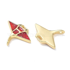 真鍮製エナメルペンダント  鉛フリー＆カドミウムフリー  長持ちメッキ  ラックめっき  ゴールドカラー  グリッターパウダー付き  マンタレイ  16.5x20x3mm  穴：1.5x1.7mm&nbsp;KK-L256-46A-G