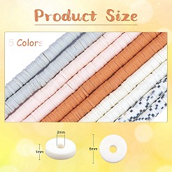 10 Strands 5 Colors Flat Round Handmade Polymer Clay Beads&nbsp;CLAY-SZ0002-01