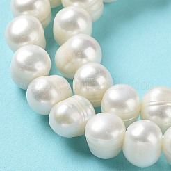 天然養殖淡水パールビーズ連売り  ポテト  グレードA +  アンティークホワイト  10~12.5x9~10mm  穴：0.6mm  約38個/連  14.69''（37.3センチメートル）&nbsp;PEAR-E019-08
