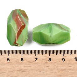 不透明アクリル天然石風ビーズ  ポリゴン  多面カット  ツートン  ライムグリーン  27x16.5x16.5mm  穴：3.5mm  約135個/500g&nbsp;OACR-G064-06B