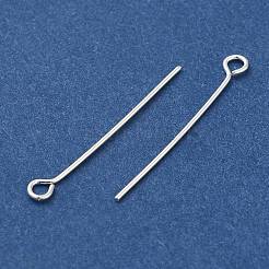 真鍮製アイピン  鉛フリー＆カドミウムフリー  925銀メッキ  25x3x0.7mm  穴：1.8mm&nbsp;KK-H502-02D-S