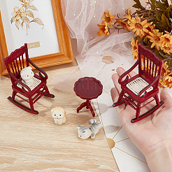 2Pcs Wood Racking Chair Micro Landscape Dollhouse Accessories&nbsp;DJEW-PH0001-66