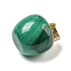 天然石マラカイトペンダント  合金スナップオンベイル付きアップルチャーム  ゴールドカラー  13.5x12mm  穴：3.7x4.2mm&nbsp;G-D094-03G