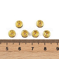 真鍮製ラインストーンスペーサービーズ  グレードA  ストレートフランジ  ゴールデンの金属色  ロンデル  カラフル  7x3.2mm  穴：1.2mm&nbsp;RB-A014-Z7mm-37G