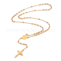 304 Stainless Steel Rosary Bead Necklaces For Easter&nbsp;STAS-B021-03G