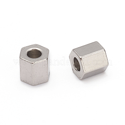 変色しない304ステンレススチールスペーサービーズ  六角  ステンレス鋼色  4.5x4.5x4mm  穴：1.8mm&nbsp;STAS-D170-04A-P