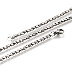 Non-Tarnish 304 Stainless Steel Box Chain Necklaces&nbsp;NJEW-O110-05I-P