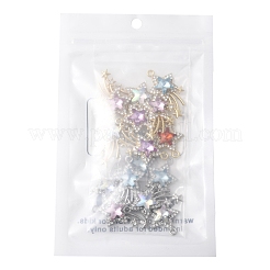 16色ラックメッキ合金アクリルパーツ2個  スターのチャーム  プラチナ·ゴールデン  30.5x16.5x5.5mm  穴：1.8mm  8個/カラー&nbsp;FIND-FS0003-40