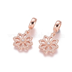 Brass Micro Pave Cubic Zirconia European Dangle Charms&nbsp;ZIRC-E163-01RG