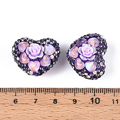Heart Shape Polymer Clay Pave Rhinestone Beads&nbsp;RB-T018-03A