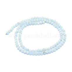 天然石アクアマリンビーズ連売り  多面カット  ラウンド  3mm  穴：0.5mm  約113個/連  15.35インチ（39cm）&nbsp;G-E411-19D-3mm