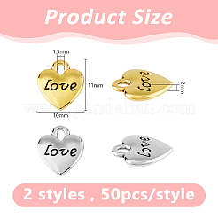 100Pcs 2 Colors Tibetan Style Zinc Alloy Charms&nbsp;FIND-DC0007-81