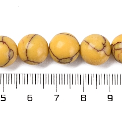 合成ターコイズビーズ連売り  染め  ラウンド  ゴールド  12mm  穴：1.2mm  約33個/連  15.16インチ（38.5cm）&nbsp;G-L605-G01-04C