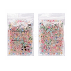 300個の蓄光アクリルビーズ  水平穴  アルファベット付きフラットラウンド  ミックスカラー  ミックスカラー  7x3.5~4mm  穴：1.2mm&nbsp;MACR-YW0001-40