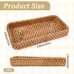 籐製収納バスケット  長方形  210x110x38mm&nbsp;AJEW-WH20054-341A