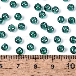 透明ガラスシードビーズ  窓ガラススタイル  ラウンド  ティール  4~4.5mm  穴：1mm  約4090個/ポンド&nbsp;SEED-N007-33A-09
