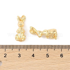 真鍮チャーム  カドミウムフリー＆ニッケルフリー＆鉛フリー  丸カン付き  兎  18KGP本金メッキ  20x7.8x7.5mm  穴：3mm&nbsp;KK-Q816-31G