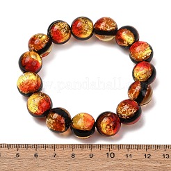 14MM Luminous Handmade Foil Glass Round Beaded Stretch Bracelets&nbsp;LA-CBA41F9-01A