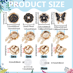 合金エナメルカフス  プラスチックパールとプラスチックボタン付き  混合図形  ブラック  20x10.5mm&nbsp;BUTT-NB0002-22A