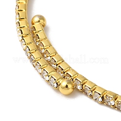 Rack Plating Brass Pave Clear Cubic Zirconia Adjustable Open Cuff Bangles&nbsp;BJEW-S150-04G