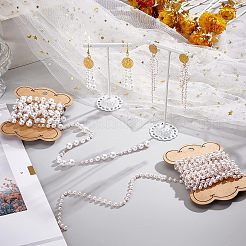 2mのABSプラスチックと4mのアクリルパールビーズチェーン  真鍮パーツ  溶接されていない  スプールで  ライトゴールド  ホワイトスモーク  3~8mm  4mm&nbsp;DIY-FH0004-33