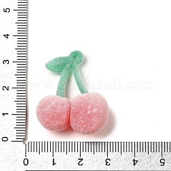 フロッキー樹脂ペンダント  チェリー  鉄ループ付き  レッド  33x26.5x13mm  穴：1.8mm&nbsp;FIND-I044-28