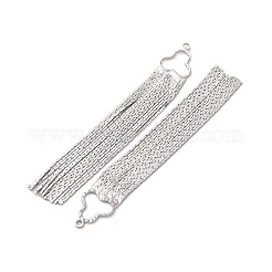 真鍮タッセル大きなペンダント  長持ちメッキ  ニッケルフリー  プラチナメッキ  56x8.5x1mm  穴：1.4mm&nbsp;KK-F898-22C-P