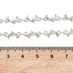 304 Stainless Steel Dolphin Link Chain Necklaces for Women&nbsp;NJEW-G201-02P