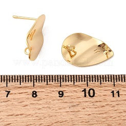 真鍮製スタッドピアスパーツ  ティアドロップ  ニッケルフリー  18KGP本金メッキ  20x13mm  穴：2mm  ピン：1mm&nbsp;KK-P340-19G