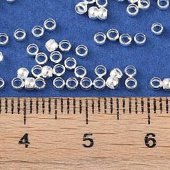 真鍮製つぶし玉カシメ玉  ロンデル  925銀メッキ  2x2x1mm  穴：1.2mm  約416個/5g&nbsp;X-KK-N254-42A-S