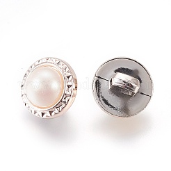 プラスチックシャンクボタン  1穴  模造パールボタン  半円  ホワイト  11.5~12x9.5~10mm  穴：3x2mm&nbsp;BUTT-WH0012-02