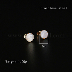 304 Stainless Steel Flat Round Stud Earrings&nbsp;HE4453-1
