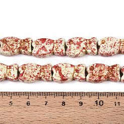 スプレープリント合成ターコイズビーズ連売り  魚  ファイヤーブリック  19~20x11x6mm  穴：1.2~1.4mm  約20個/連  14.96~15.16''（38~38.5センチメートル）&nbsp;TURQ-T004-16C