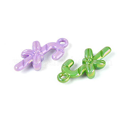 UVメッキ不透明アクリルパーツ  虹色の  キャンディー棒  ミックスカラー  33x17x6.5mm  穴：2.2~2.5mm&nbsp;OACR-N153-16
