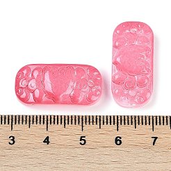 スプレー塗装された透明ガラスコネクタチャーム  カーブ長方形のリンク  クリムゾン  25x12x6.5mm  穴：1.4mm&nbsp;GLAA-H035-06F