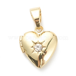 Brass Micro Pave Clear Cubic Zirconia Locket Pendants&nbsp;KK-P199-13G
