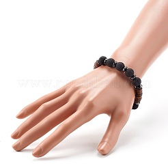 Natural Coconut Rondelle Beads Stretch Bracelet for Men Women&nbsp;BJEW-JB06771-02